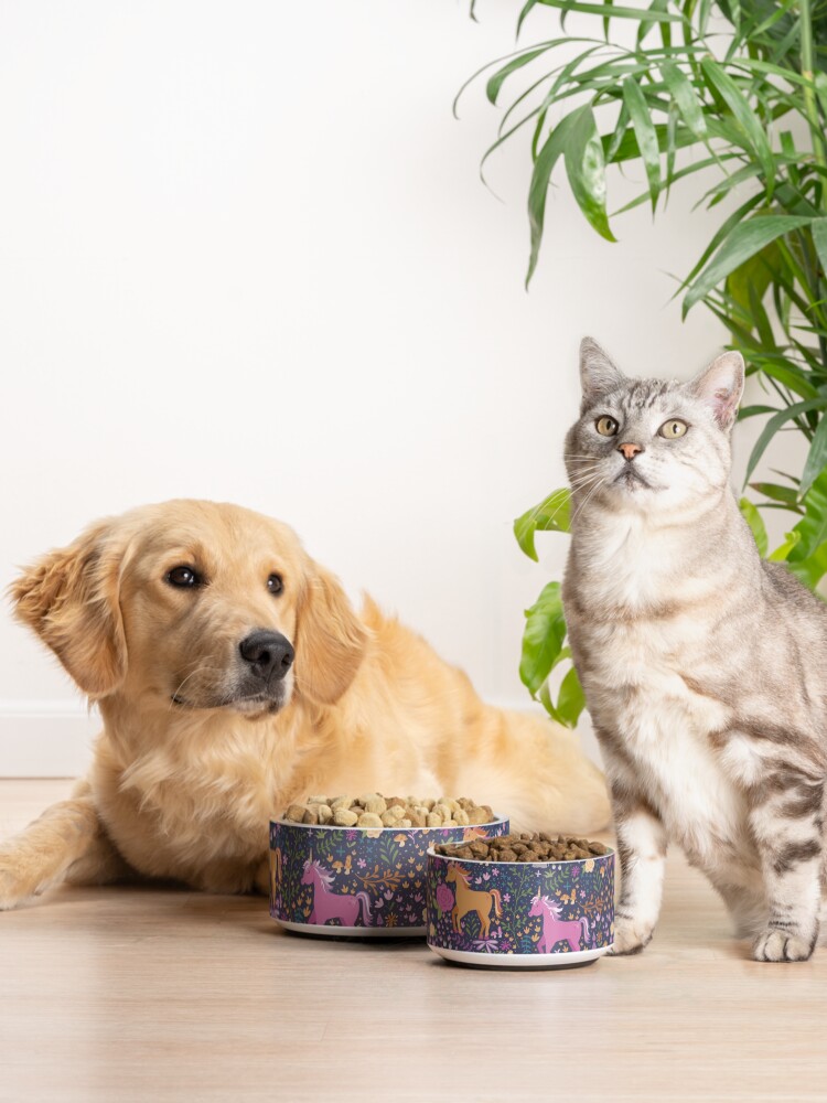 Alternate view of Unicorns in the Flower Garden Pet Bowl
