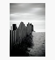 Black & White fence beach Photographic Print
