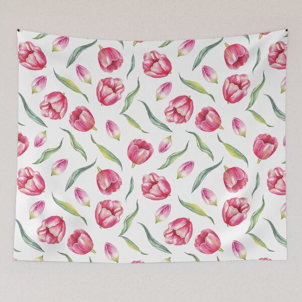 Item preview, Red Tulips Pattern best for Pillow,bath mats,shower curtain,throw blankets and tapestries designed and sold by Fairies Flower  Garden.