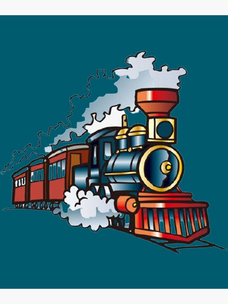Premium Photo | Cartoon drawing of a train with a blue train on it