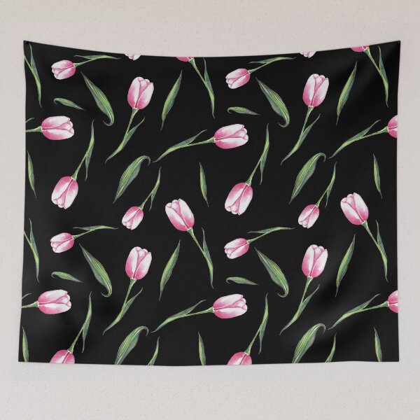 Item preview, Red Tulips Pattern best for Pillow,bath mats,shower curtain,throw blankets and tapestries designed and sold by Fairies Flower  Garden.