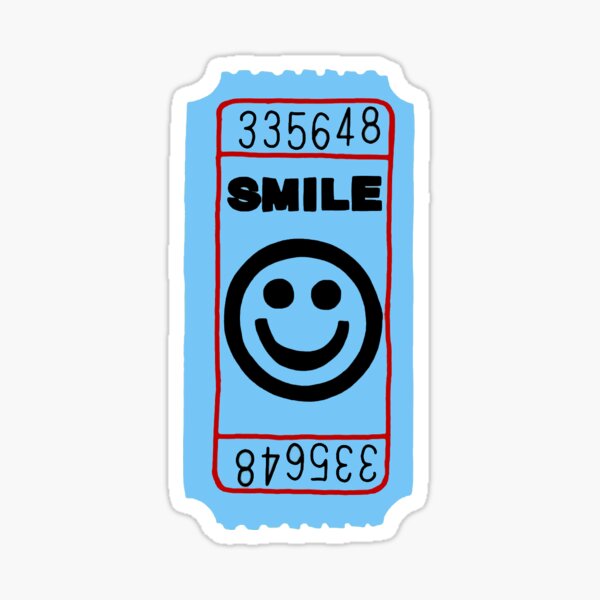 "Blue Smile Ticket" Sticker for Sale by marnibrookeart Redbubble