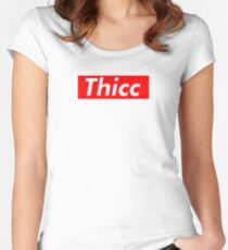 THICC (Supreme Parody - Original) Fitted Scoop T-Shirt