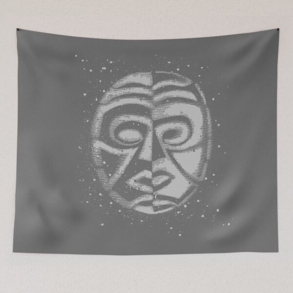 Item preview, Tribal ying yang face in grey designed and sold by Anomalypark.