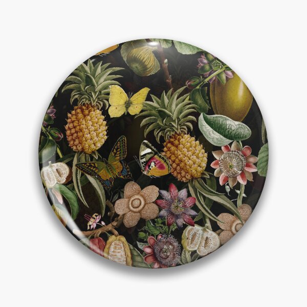 Item preview, Tropical Butterflies In A Flower And Fruit Jungle Botanical Garden- Vintage Pattern Black Botanical Night Garden Nightgarden designed and sold by UtArt.