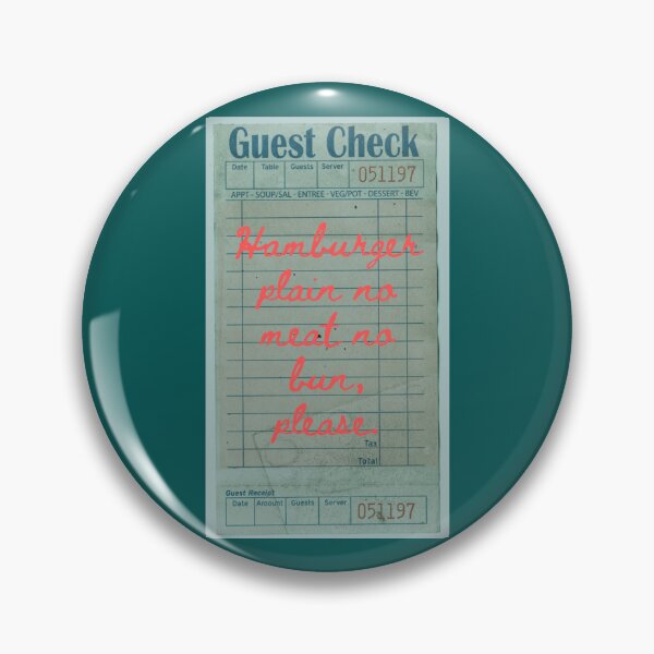 Artikelvorschau, Guest Check Hamburger Plain No Meat No Bun, Please entworfen und verkauft von ChristinesCrear.