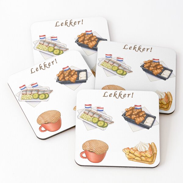 Item preview, Dutch Food 荷蘭美食插畫 - Haring (Herring), Stroopwafel, Kibbeling, Appeltaart designed and sold by Rose Chiu.