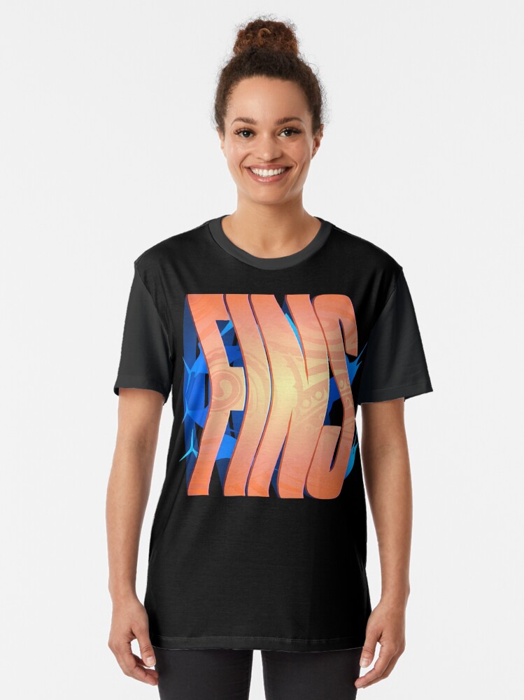 Alternate view of Fins Text design with Billfish Graphic T-Shirt