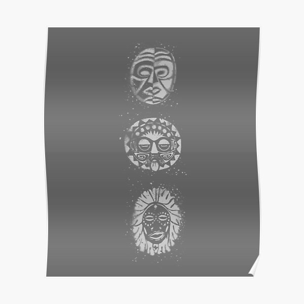 "Ritual masks in grey" Poster for Sale by Anomalypark Redbubble