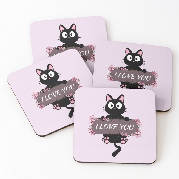 Item preview, "I love you" Floral Cat Name Plate designed and sold by Coffee Lifestyle.