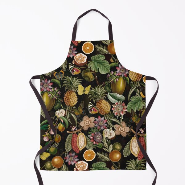Item preview, Tropical Butterflies In A Flower And Fruit Jungle Botanical Garden- Vintage Pattern Black Botanical Night Garden Nightgarden designed and sold by UtArt.