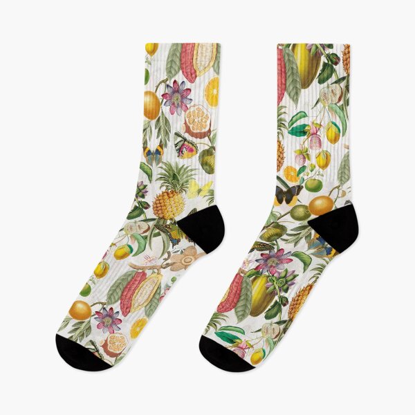 Item preview, Tropical Butterflies In A Flower And Fruit Jungle Botanical Garden - Vintage Off White Nightgarden designed and sold by UtArt.