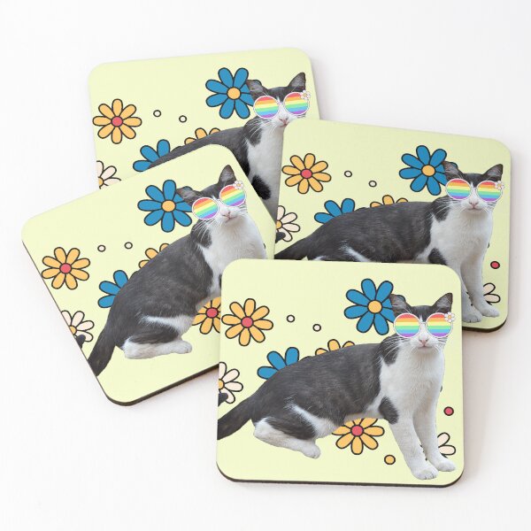 Item preview, Hippy Dippy Rainbow Kitty Glasses Flowers Vintage Classic  designed and sold by SGNorton.