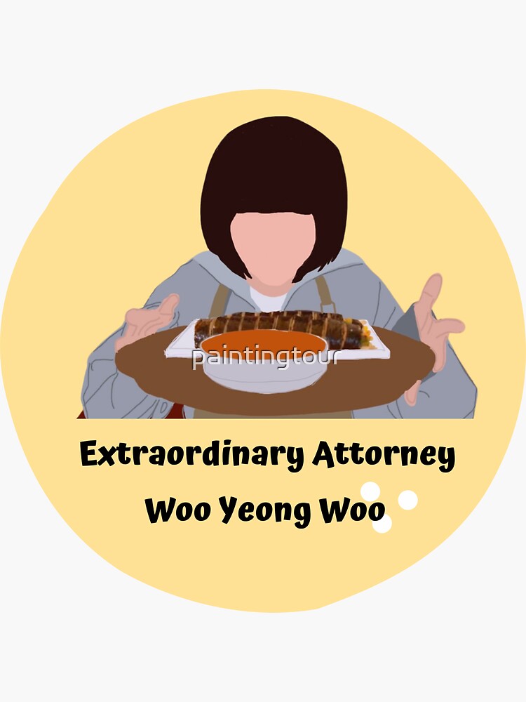 "extraordinary attorney Woo Yong Woo yellow background" Sticker for