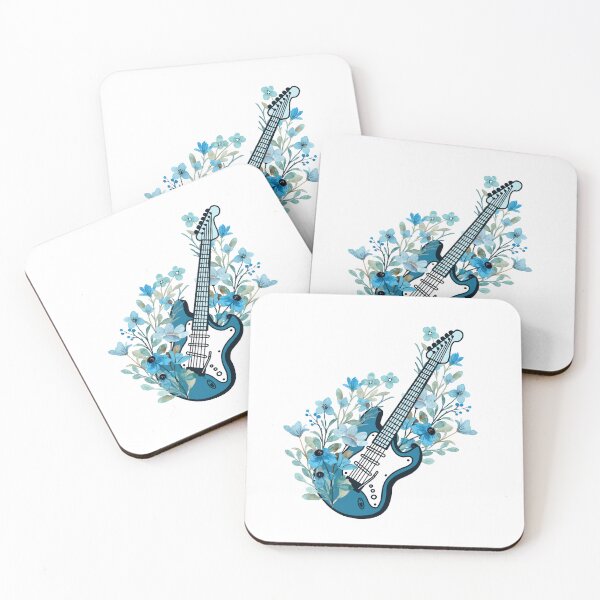 Item preview, Blue Floral Electric Guitar designed and sold by Coffee Lifestyle.