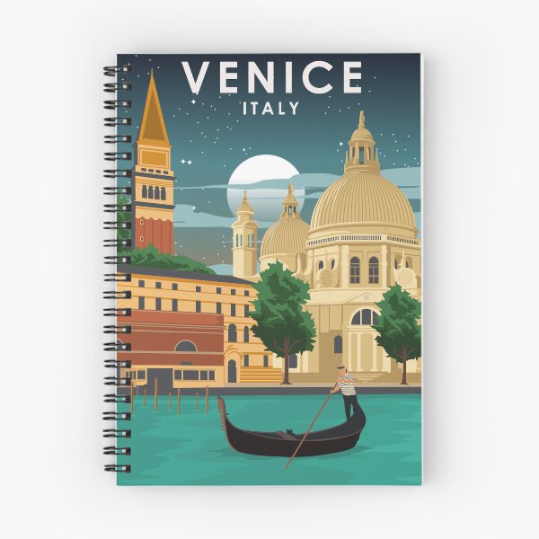 Artikelvorschau, Venedig Italien bei Nacht Vintage Minimal Canals Reiseplakat entworfen und verkauft von Stadify.