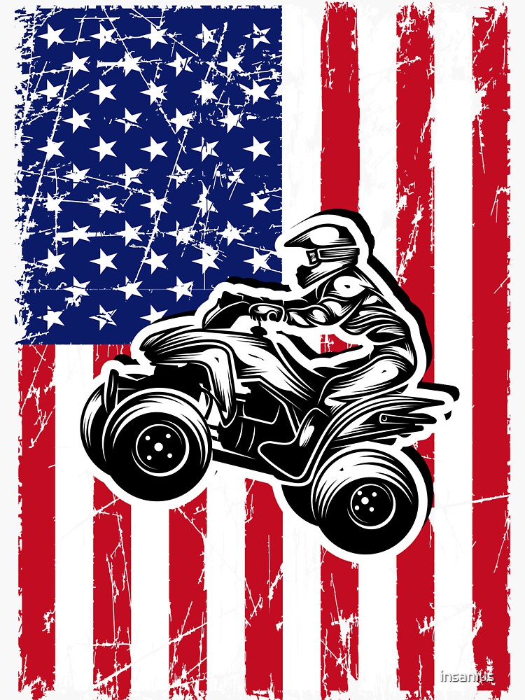 "American Flag ATV Quad Patriotic" Sticker for Sale by insanius Redbubble