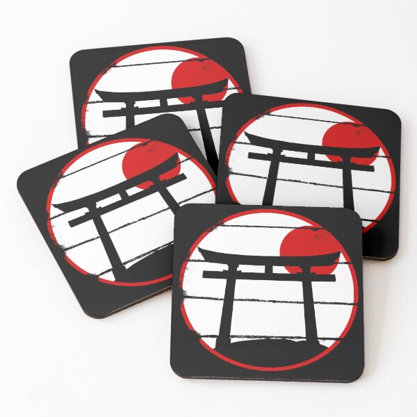 Item preview, Cool Japanese Torii Gate on a Hill With a Red Sunset Sun and White Background Painted with Brush | Cool Japanese Tori Gate on a Hill With a Red Sunrise Sun and White Back ground Painted with Brush designed and sold by RiciPaneto.