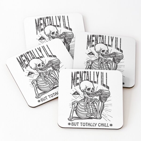 Item preview, Mentally Ill But Totally Chill Halloween Skeleton Drink designed and sold by Holvasterlund.