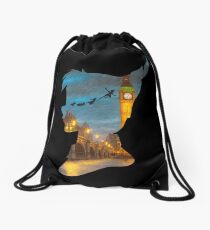 Peter Pan Over London Drawstring Bag