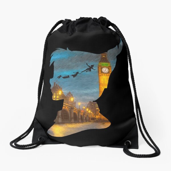 Peter Pan Over London Drawstring Bag