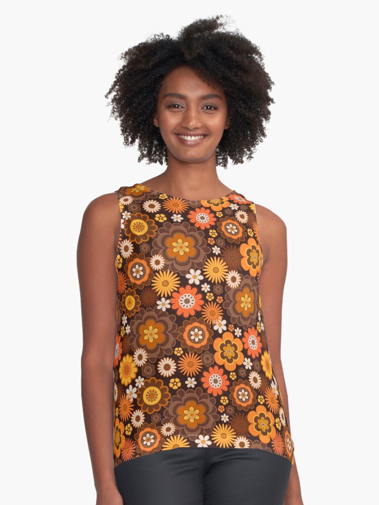 Blusa sin mangas for Sale con la obra Estampado de flores vintage retro de los anos 70 de prirajdesigns Redbubble