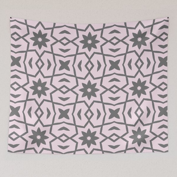 Item preview, Star Flower Pattern in Gray and Pale Pink designed and sold by KeksWorkroom.