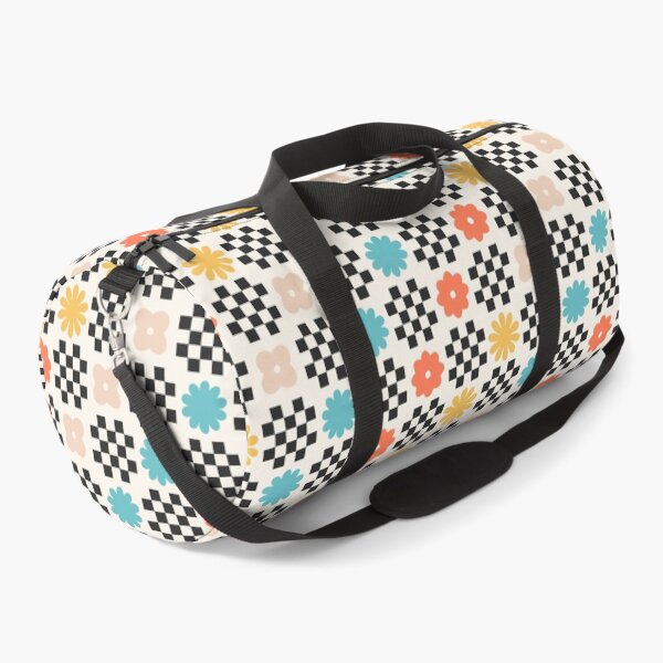Item preview, Colourful chequered floral pattern with black accents - 70s style designed and sold by Dominiquevari.