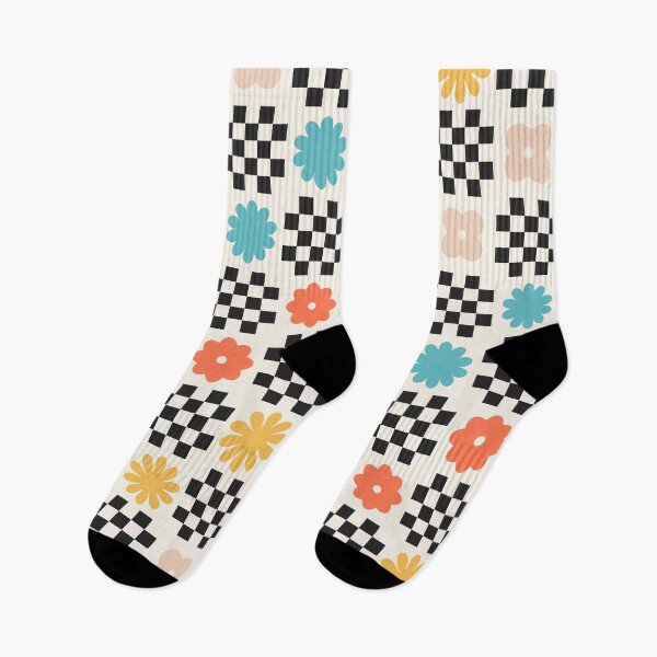 Item preview, Colourful chequered floral pattern with black accents - 70s style designed and sold by Dominiquevari.