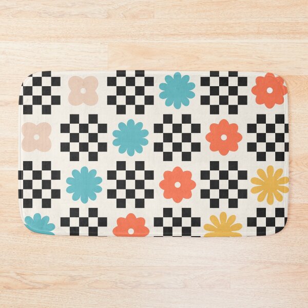 Item preview, Colourful chequered floral pattern with black accents - 70s style designed and sold by Dominiquevari.