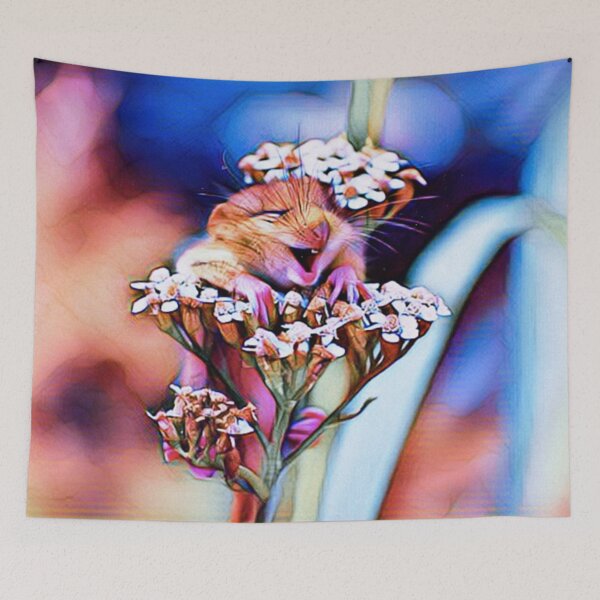 Item preview, Cute Squirrel and Flowers Abstract Painting Design designed and sold by WildMuse44.