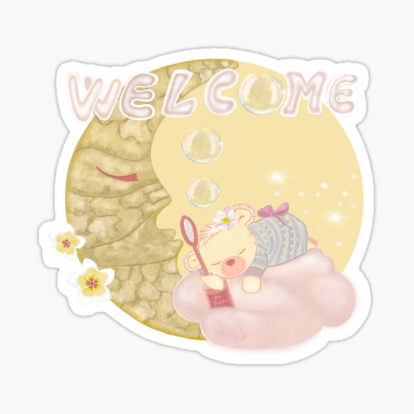 Animal Baby Shower Gift, Baby Bear, Welcome Newborn, Baby Girl Gift Sticker