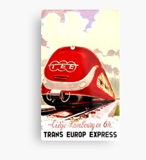 Trans Europe Express, railway, train, red, travel poster Metal Print