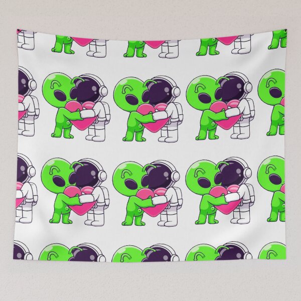 Item preview,  Lindo astronauta y extraterrestre abrazando dibujos animados de amor designed and sold by BEAUTY ⭐⭐⭐⭐⭐.