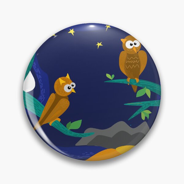 Item preview, design drawing of two owls playing in the dark designed and sold by galleryyans.