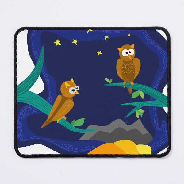 Item preview, design drawing of two owls playing in the dark designed and sold by galleryyans.
