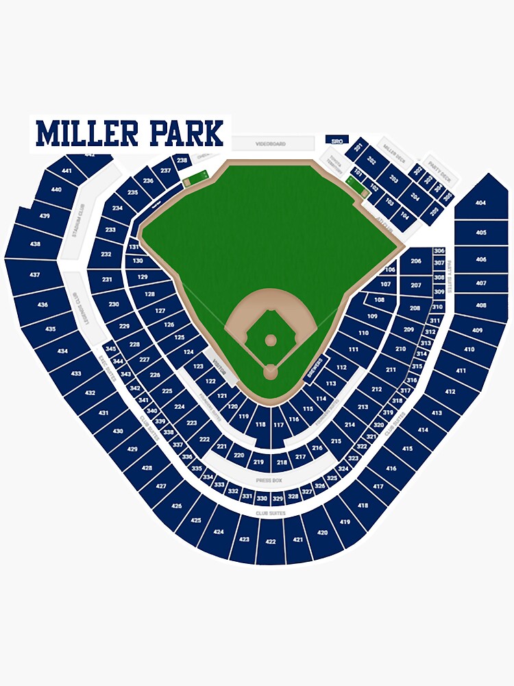 "Miller Park Baseball Stadium Map Classic TShirt" Sticker for Sale by