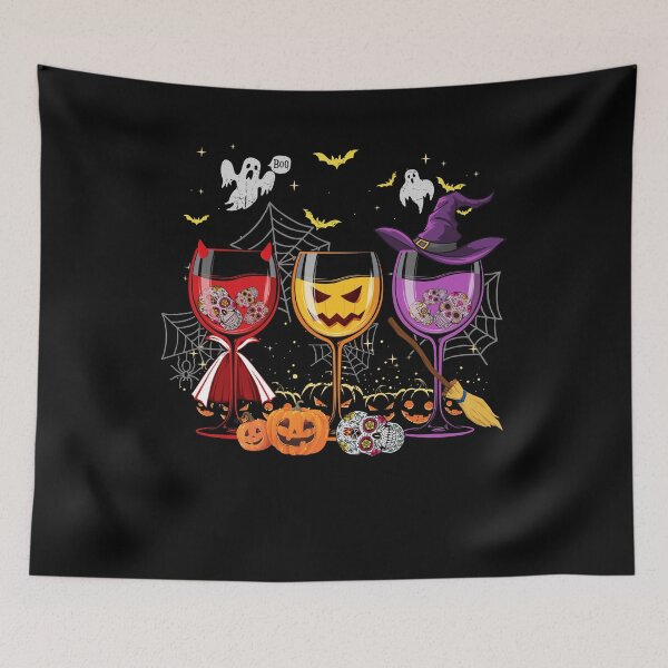 Item preview, Three Glasses Of Wines Funny Halloween Wine Lover trick or treat pumpkin drinking  designed and sold by elizabethdawnn.
