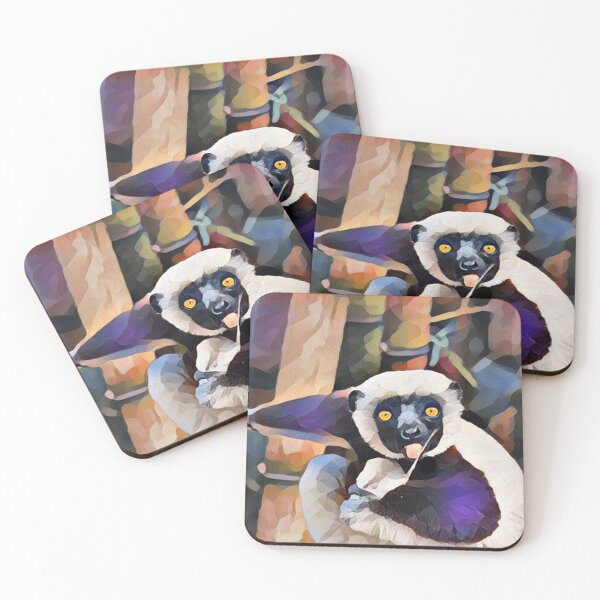 Artikelvorschau, Seltener Lemur-niedlicher Porträt-abstrakter Malerei-Kunst-Entwurf entworfen und verkauft von WildMuse44.