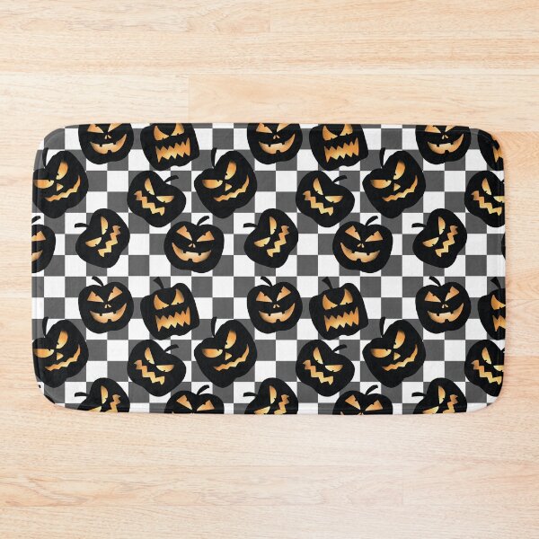 Item preview, Y2K Checkerboard Halloween Pumpkins in Grey designed and sold by KathrinLegg.