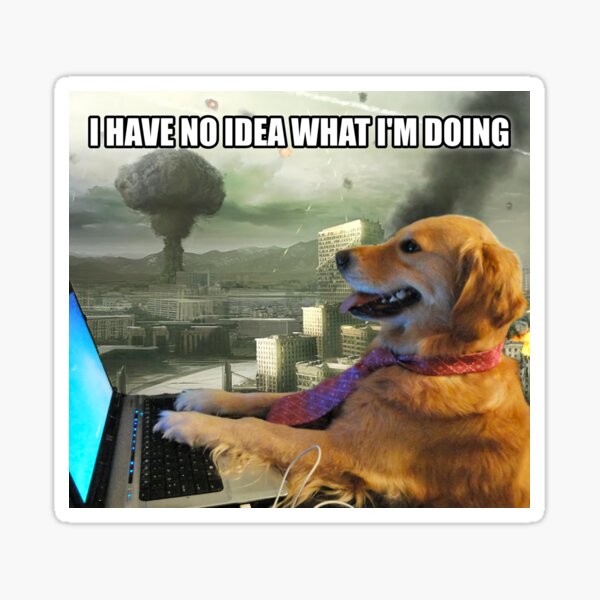"HD I Have No Idea What I'm Doing Computer Dog Pandemic Meme" Sticker for Sale by fomodesigns