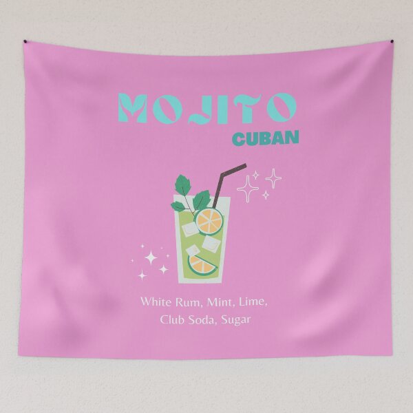 Item preview, Mojito, Cocktail, Drinks, Cocktail Art, Colorful Cocktail, Preppy, Pink, Turquoise designed and sold by Magic Love Art Print.