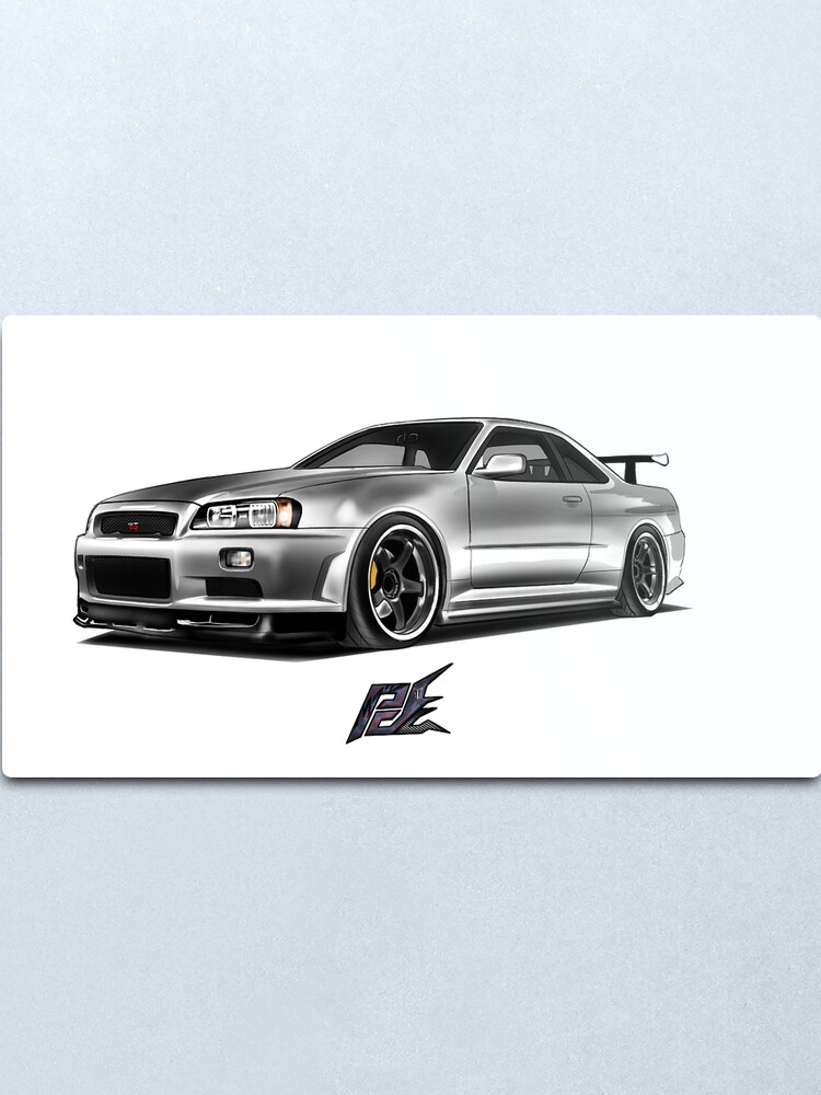 Nissan Skyline Gtr R34 Metal Print By Naquash Redbubble