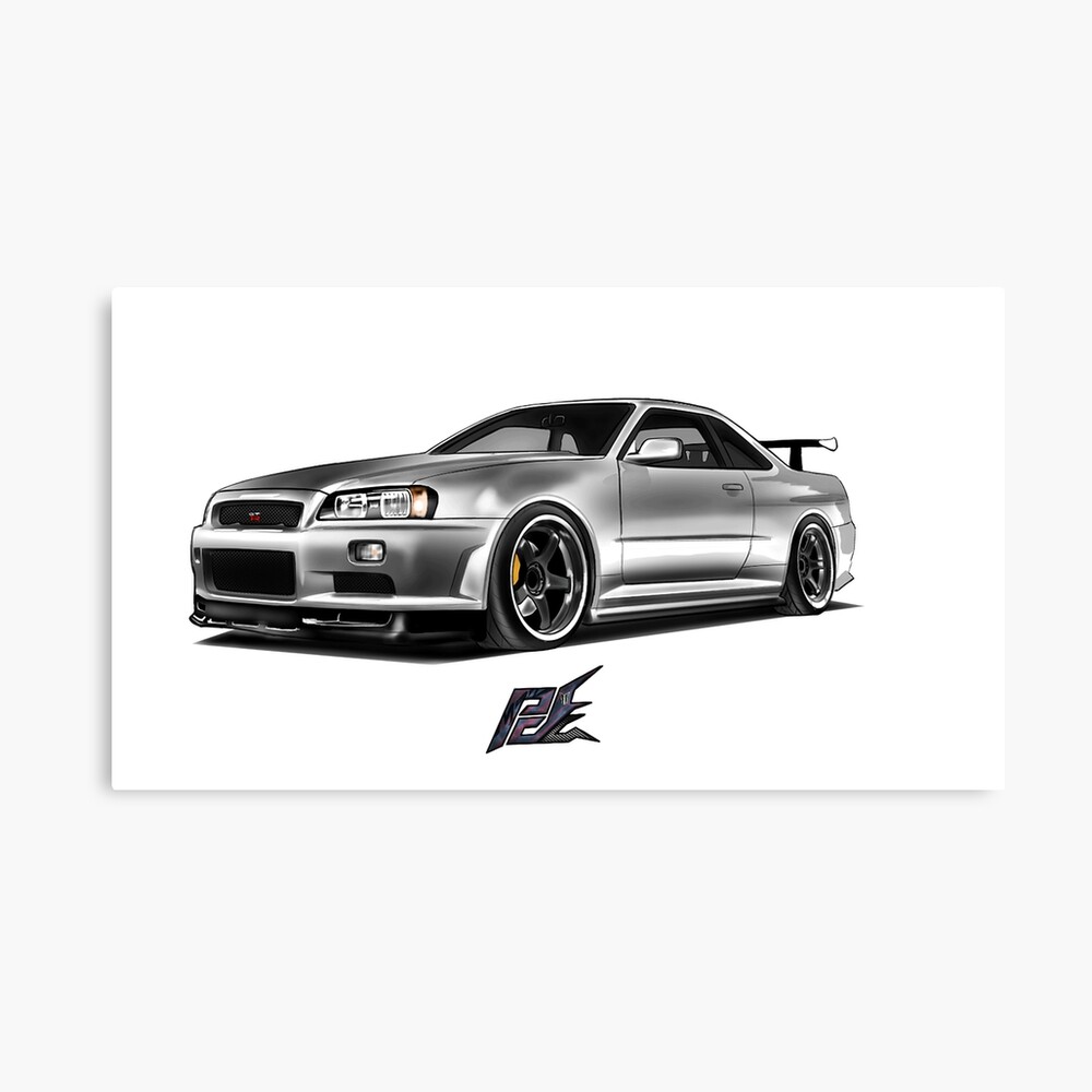 Nissan Skyline Gtr R34 Metal Print By Naquash Redbubble