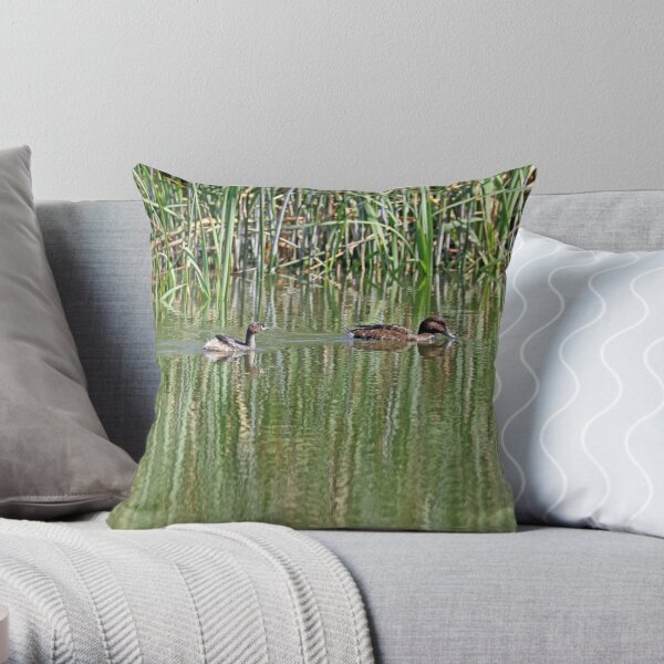 Hardheads and Australasian Grebe (379) Throw Pillow