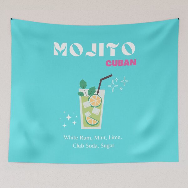 Item preview, Mojito, Cocktail, Drinks, Cocktail Art, Colorful Cocktail, Preppy, Turquoise, Blue designed and sold by Magic Love Art Print.
