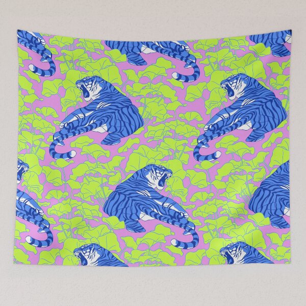 Item preview, Fluor Tigers and Water Lillies. designed and sold by Iker Paz Studio.