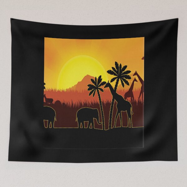 Item preview, Women Afro And Animal Black Woman Yellow Sunset Landscape designed and sold by TorstenHaase.