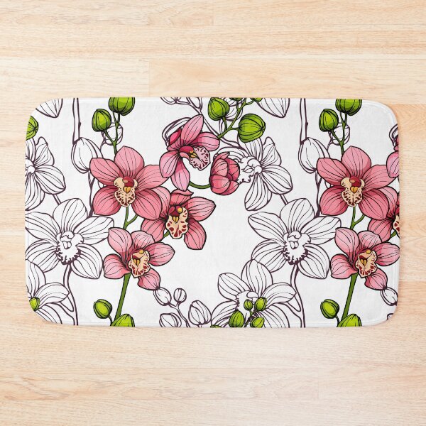Item preview, Pink orchids, seamless vector pattern. hand drawn illustration designed and sold by babanovaesha.
