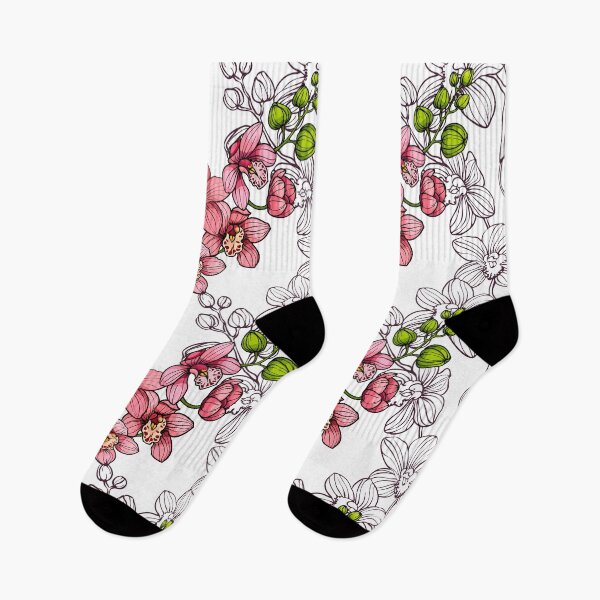 Item preview, Pink orchids, seamless vector pattern. hand drawn illustration designed and sold by babanovaesha.